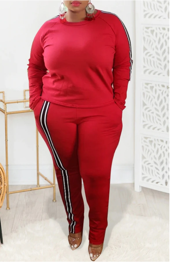 Long sleeve striped pant set