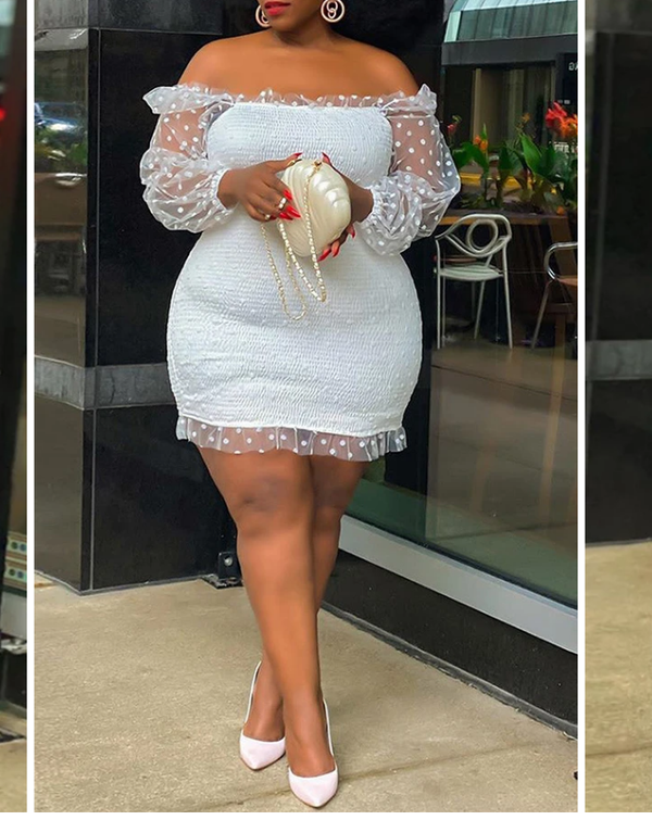 Off shoulder ruffled mini