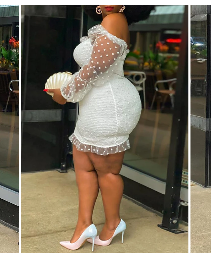 Off shoulder ruffled mini