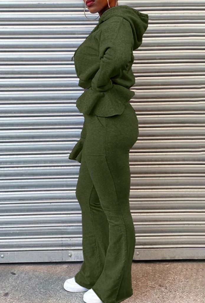 Ruffled sleeve crop top and pants