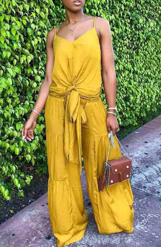 Wide leg pants with cami top