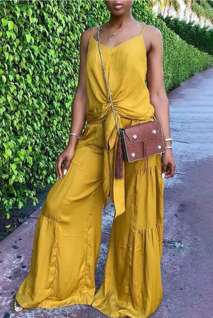 Wide leg pants with cami top