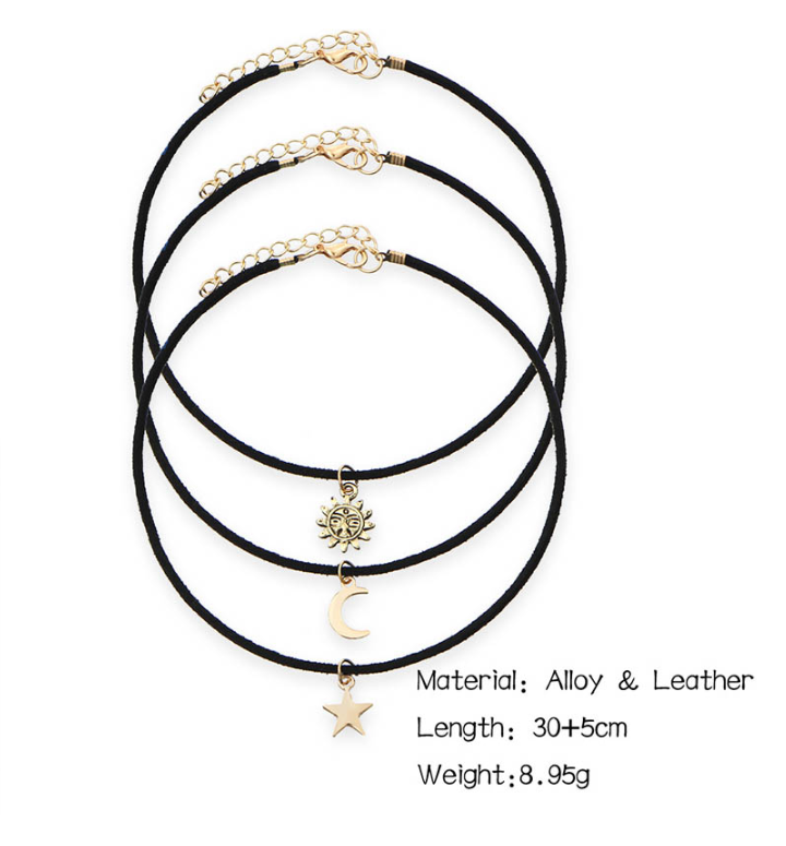 Alloy sun, moon & star women's necklace
