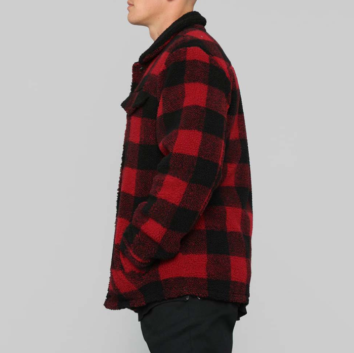 Men's red and black winter lumberjack jacket
