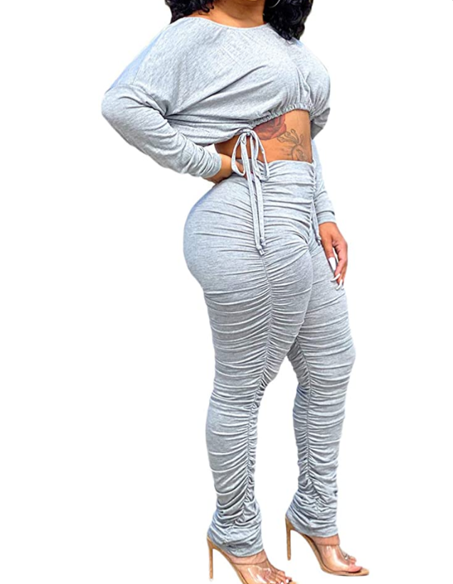 Royally stacked pants and crop top set