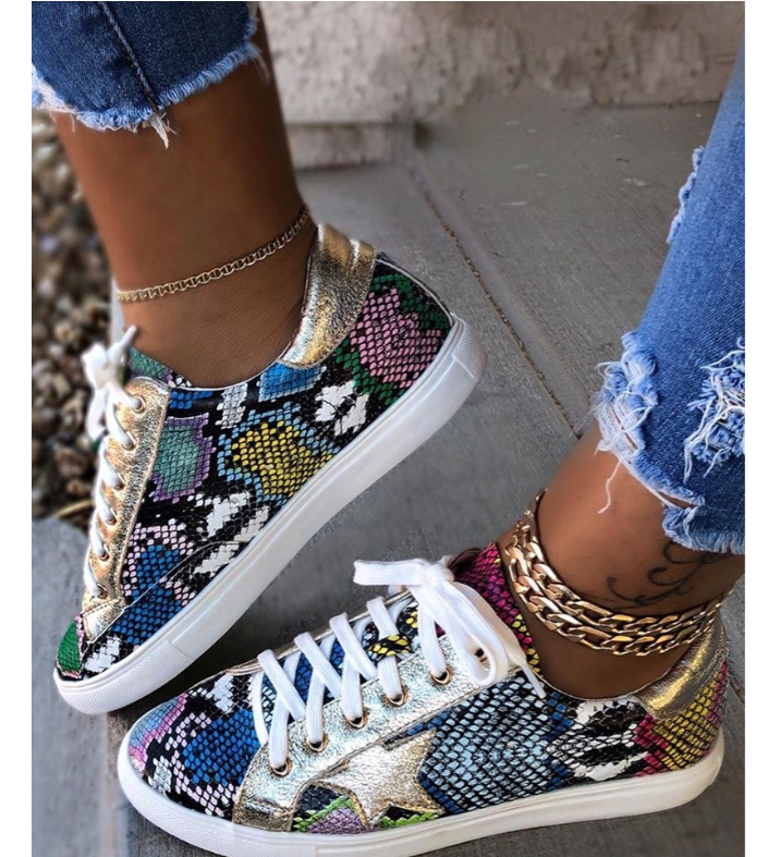 Blue snakeskin sneaker