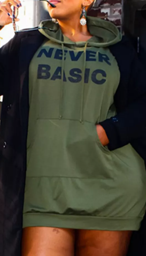 Hooded mini dress thigh length