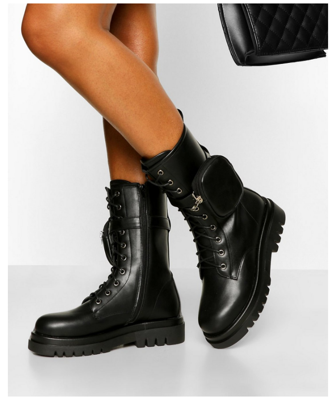 Hiking boots with detachable pouch