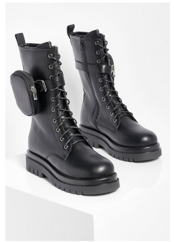 Hiking boots with detachable pouch