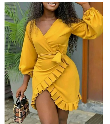 Long sleeve wrap dress