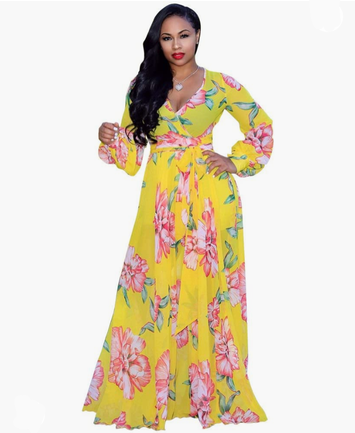 Long sleeve boho maxi dress