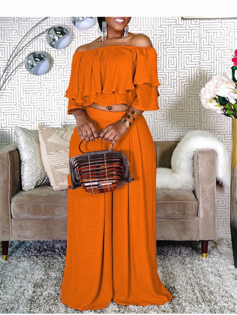 Wide leg flare two piece