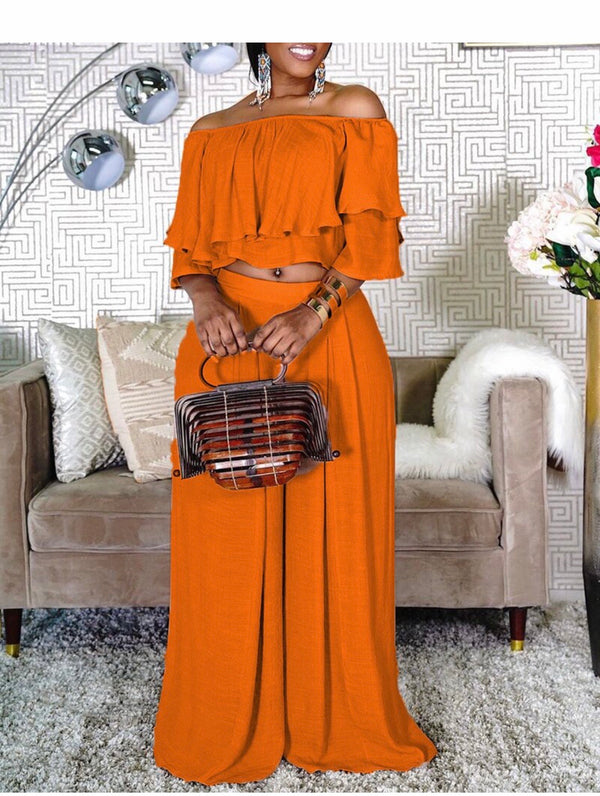 Wide leg flare two piece